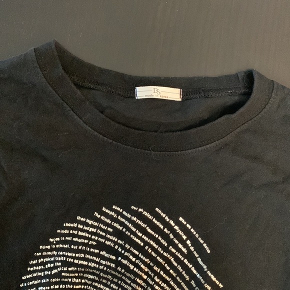 Black and metallic silver graphic long sleeve T-shirt size S - Picture 2 of 6